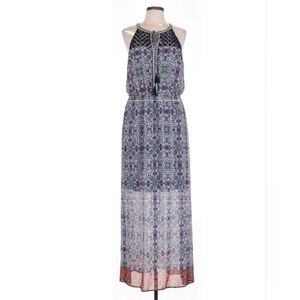 DR2 Blue and Purple Patterned Maxi Dress